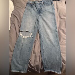 Madewell Light Blue Distressed Straight Leg Jeans